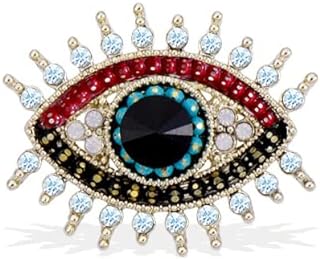 Vintage Blue Crystal Pearl Lucky Protect Evil Eye Brooch Pin for Women Girls Turkish Jewelry Gift