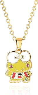 Hello Kitty Sanrio Womens Keroppi Necklace 18", Flash-Plated Keroppi Enamel 3D Pendant Necklace Official License