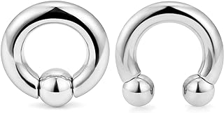 Cisyozi Multi-Gauged Septum and Ear Rings With Surgical Steel Horseshoe and Captive Bead Design for Men and Women