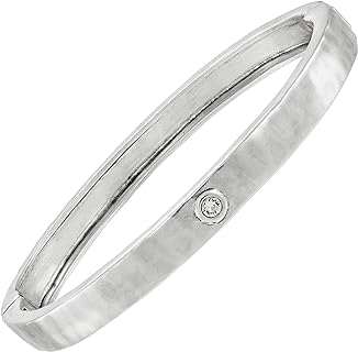 Elegant No-Clasp-Type Silpada 'Bliss' Sterling Silver Bangle Bracelet with Dazzling Crystal for Sophisticated Style - Round/Solitaire Design