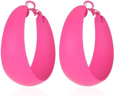 Just Follow Large Matte Round Hoop Earrings Classic Retro Geometric Lightweight Neon Multicolor Color Pierced Circle Earrings for Women Girls Wedding Holiday Jewelry Gift