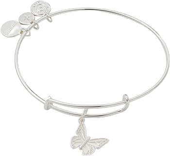 Alex and Ani AA747623SS,Pearlized Butterfly Expandable Bangle Bracelet,Shiny Silver,Silver, Bracelets