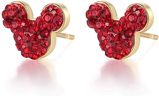 Deelan Fashion Mickey Mouse Stud Earrings For Women Girls Red Lucky Crystal Jewelry Festival Gift Earring
