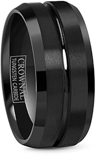 4mm 6mm 8mm 10mm Black Tungsten Wedding Band Ring Men Women Beveled edges Polished Grooved Center Comfort Fit Size 4 To 17