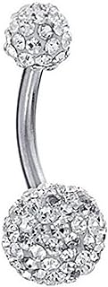 316L Titanium steel Bling Disco Ball Crystal Belly Button Navel Ring Christmas Gifts 14 G