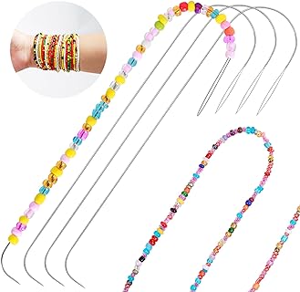 Karsspor Stainless Steel Large Eye Beading Needles, 4 PCS - Perfect for Bracelet or Necklace Making with Bead Spinner or Glass Seed Beads - Durable and Fine Point - 5.3 Inches