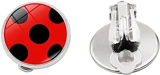 Black Dots Ladybug Earrings, Stainless Steel Earrings, Clip Earrings for Women