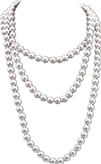 1920s Long Pearl Necklace Faux Pearls Necklace Imitation Beaded Long Pearls Necklace 1920s Gatsby Costume Jewelry