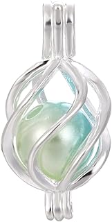 10pcs Silver Pearl Cage Locket Pendants, Essential Oil Diffuser DIY Necklace Bracelet Jewelry Making Craft, Bulk Beads Aromatherapy Diffuser Charms Gifts for Women Girls