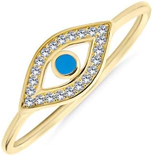 14K Rose Gold Plated Sterling Silver Stackable Midi Knuckle Ring with Cubic Zirconia for Women and Teens - Evil Eye Design