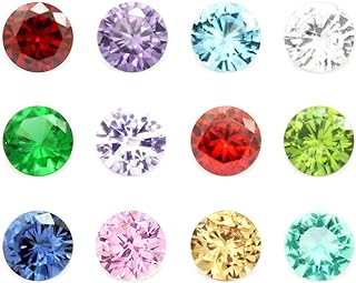 JOLIN 24Pcs 12 Month 5mm CZ Cubic Zirconia Birthstones Charms for DIY Glass Floating Charm Living Memory Lockets Bracelets