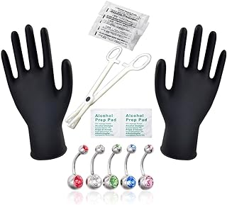 Comprehensive Stainless Steel Body Piercing Kit with Belly Button Ring for Professional and Home Use - by PiercingJ