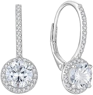 925 Sterling Silver Hoop Earrings for Women with Cubic Zirconia Gems and Leverback Clasp, Round Birthstone Design