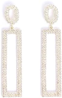 Rhinestone Statement Dangle Earrings CZ Geometric Drop Party Prom Wedding Earrings Silver/Gold Fashion Jewelry for Women Bridesmaids