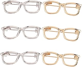 12-Piece Stainless Steel Pin-Clasp Eyewear Brooch Set – Chic Faux Leather Accented Lapel Pins for Women, Ladies, Kids & Girls – Unique Glasses Design Jacket, Dress & Backpack Accents