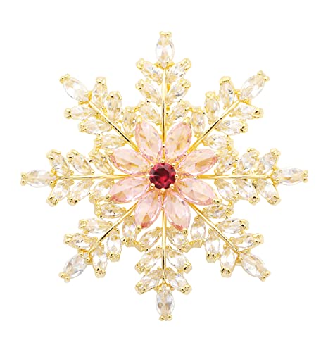 Wedding Elegant Mother Flower Brooch Pin Snowflakes Full Prong CZ Pendant Full Crystals Broche for Women Gift