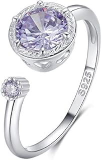 Adjustable Sterling Silver March Birthstone Engagement Ring with Cubic Zirconia for Women - Elegant Design