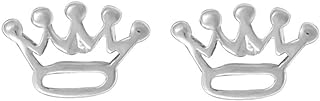 Sterling Silver Crown Stud Earrings with Push Back Clasp - Hypoallergenic & Nickel-Free - Thai Origin - Elegant Gift for Her