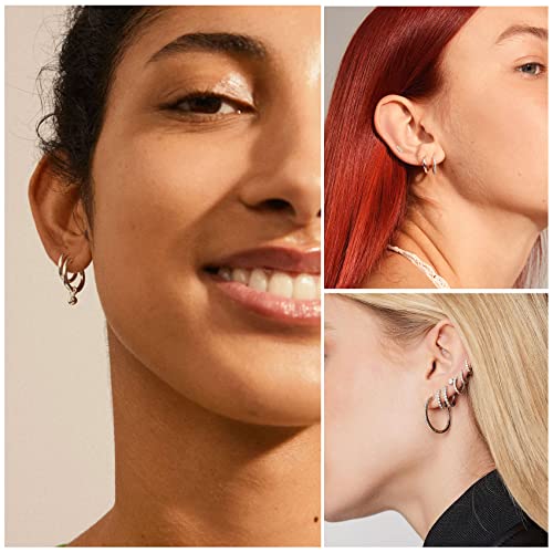 Gold Hoop Earrings for Women Sterling Silver Post Small Gold Hoop Earrings 14k Real Gold Tiny Hypoallergenic Small Hoop Earrings Set for Women Men Girls 13/15 /20mm