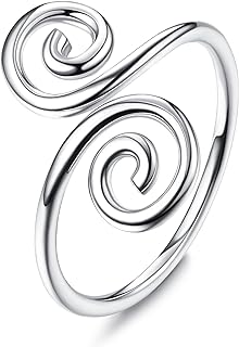 FIASASO 925 Sterling Silver Toe Rings for Women Adjustable 14K White Gold Plated Flower Cz Snake Twist Opal Band Rings Summer Beach Open Toe Rings Foot Jewelry