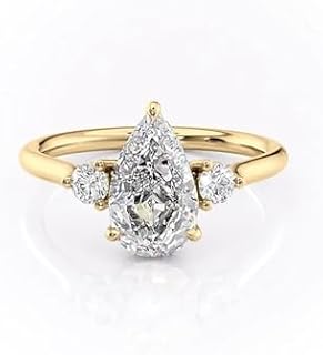1/1.5/2/2.5/3 Carat Center Pear Cut Moissanite Engagement Rings for Women, 10K 14K 18K Gold Moissanite Ring