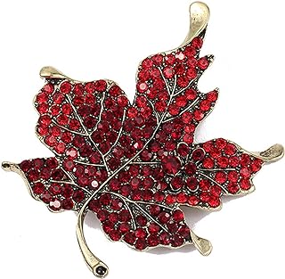 Rhinestone Maple Leaf Brooch for Women Girls,Crystal Fox Maple Leaf Lapel Pins Clothing Hat Bag Accessories for Christmas Valentine's Day Birthday Gift