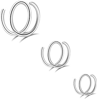 16G/18G/20G Implant Grade Titanium Nose Ring CZ Daith Jewelry Cartilage Earrings Hoops 6-12mm, ASTM F136 Titanium Helix Rook Tragus Lip Septum Rings Hypoallergenic Piercing Jewelry for Women Men