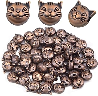 Tibetan Cat Head Beads for DIY Jewelry - Aluminum Kitten-shaped Spacer Charms for Bracelets, Necklaces & Earrings