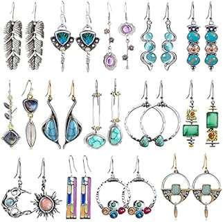 Chic and Bohemian 12/14 Pairs Drop Dangle Earrings Set for Women and Girls, Made with Alloy, Zinc, and Cubic Zirconia, French Wire Clasps, Ideal Gift with Vibrant and Versatile Designs