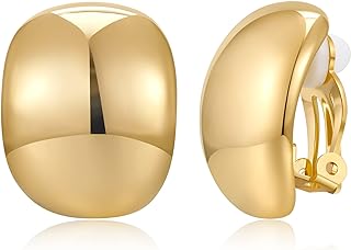 Gold Silver Square Round Teardrop Doorknocker Hoops Clip On Earrings for Women Geometry Clip Earrings