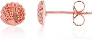 Sea Shell Cubic Zirconia Stud Earrings in Rose Gold Plated 925 Sterling Silver with Push Back for Women and Girls - 5mm Hypoallergenic Stud Design