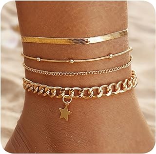 Lobster Claw Clasp Waterproof Anklets- Link Chain with Cubic Zirconia for Women- Butterfly/Heart Shape 14K Gold Plated