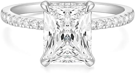 TIGRADE 4CT Engagement Ring for Women Radiant Cut Cubic Zirconia Wedding Band CZ Promise Anniversary Ring Size 3-13