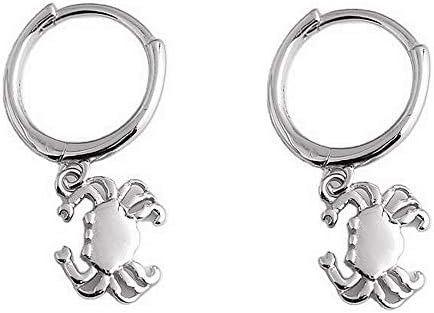 Cute Crab Dangle Tragus Earrings with Cubic Zirconia Drop Design, 925 Sterling Silver, Perfect for Summer Beach Holiday, Hypoallergenic Jewelry Gift for Women and Girls