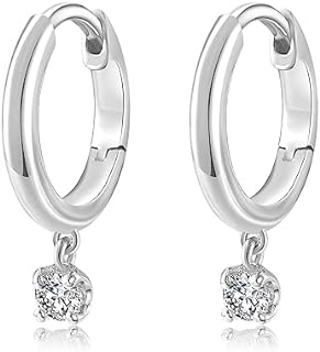 14k Solid Gold Diamond Earrings Studs Series,DEF VS~VVS, No fading, No allergies, Non gold-plating,Lab grown Diamond (Drop Huggie Earrings (White))
