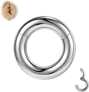 Versatile G23 Titanium Septum Rings - Heavy Duty Hypoallergenic Hinged Hoops for Nose, Lip, & Cartilage Piercings - Available in Multiple Sizes - Stainless Steel, Fan-Shaped Design Body Jewelry