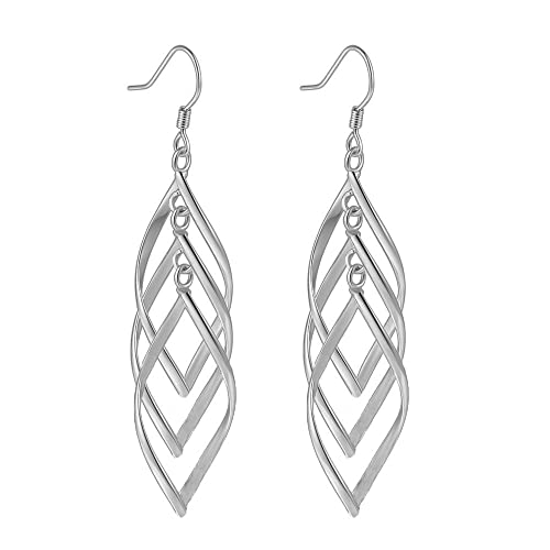 14K Gold Plated Sterling Silver Dangle Earring Long Linear Drop Earrings for Women Girls