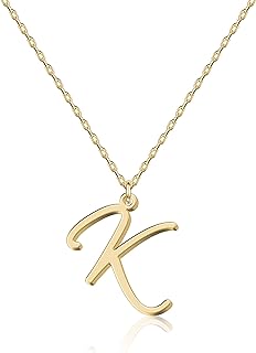 UMAGICBOX Personalized Initial Necklace - Handwritten Script Style Stainless Steel Minimalist jewelry - Non-Fading & Hypoallergenic - Gift Bag Included - 16" + 2" Extension