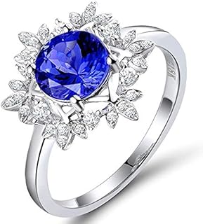 Unique Solid 14K White Gold Natural Tanzanite Engagement Rings Diamonds Wedding Band for Women Promotion