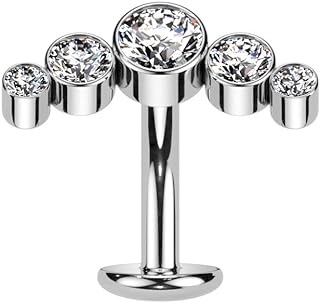 Pierced Owl 14GA F136 Implant Grade Titanium Threadless Convex Base CZ Crystal Curve Top Floating Belly Button Ring