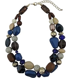 Bocar 2 Layer Statement Chunky Beaded Necklace Fashion Collar Necklace for Women Gifts
