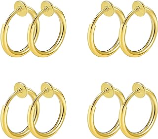 CrazyPiercing 8 pcs of Surgical Steel Clip on Non-pierced Hoops Fake Nose Lip Ear Rings Piercing