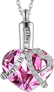 Womens Always in My Heart Urn Necklace Heart Memerial Keepsake Pendant Ash Holder Cremation Jewelry