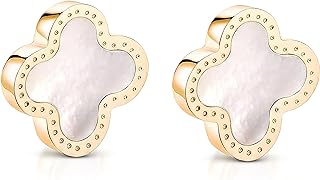 GFEEL Four Leaf Clover Earrings for Women 18K Gold Plated Stainless Steel Lucky 4 Leaf Ear Studs Jewelry Gift Clover Dainty Stud Earrings Hypoallergenic Clover Stud Earrings