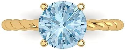 Elegant 2Ct Round Cut Natural Swiss Blue Topaz Solitaire Engagement Ring in 18K Rose Gold, Perfect for Wedding, Promises and Anniversaries
