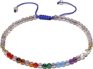 Wizock Reiki 7 Chakra Beaded Anklet Meditation Yoga Colorful Ankle Bracelets for Women Balance Beach Foot Jewelry Adjustable