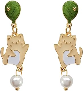 Cat Clip On Earrings for Girls Cute Dangle Cat Earrings Jewelry for Girls Women