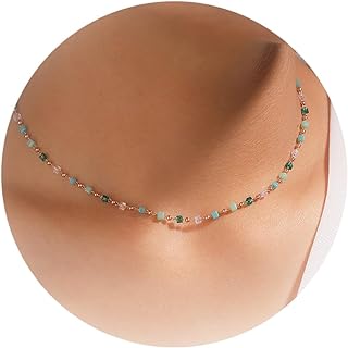 Beaded Choker Necklaces for Women Green Beaded Chian Necklace Cute Colorful Beads Necklace for Girls Summer Beach Necklace Tiny Beaded Jewelry Gifts for Teen Girls
