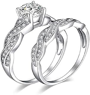 Wedding Rings Engagement Rings For Women Anniversary Promise Ring Bridal Sets 925 Sterling Silver Plated 1.5ct X Infinity White Cubic Zirconia CZ Ring