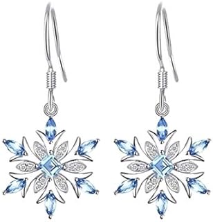 Fashion Stud Drop Dangle Earrings Set for Women Girls Women Faux Sapphire Inlaid Snowflake Dangle Hook Earrings Wedding Jewelry Gift - KYED0228